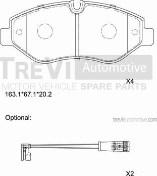 Trevi Automotive PF1659 - Brake Pad Set, disc brake autospares.lv