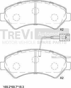 Trevi Automotive PF1650 - Brake Pad Set, disc brake autospares.lv