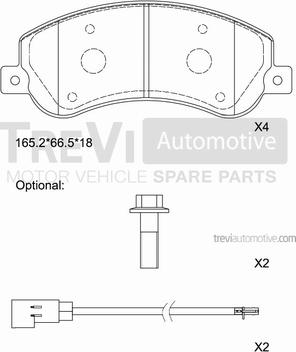 Trevi Automotive PF1653 - Brake Pad Set, disc brake autospares.lv