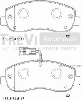 Trevi Automotive PF1667 - Brake Pad Set, disc brake autospares.lv