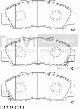 Trevi Automotive PF1604 - Brake Pad Set, disc brake autospares.lv