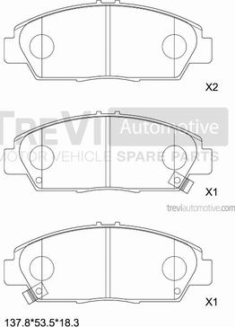 Trevi Automotive PF1603 - Brake Pad Set, disc brake autospares.lv