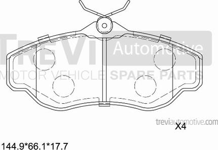 Trevi Automotive PF1612 - Brake Pad Set, disc brake autospares.lv