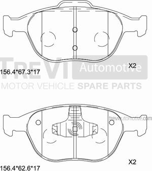 Trevi Automotive PF1635 - Brake Pad Set, disc brake autospares.lv