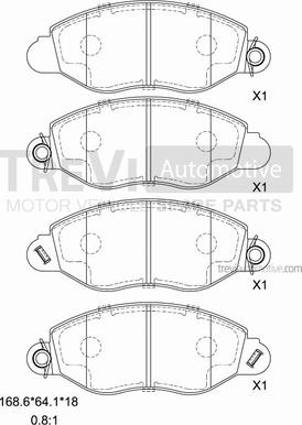 Trevi Automotive PF1636 - Brake Pad Set, disc brake autospares.lv