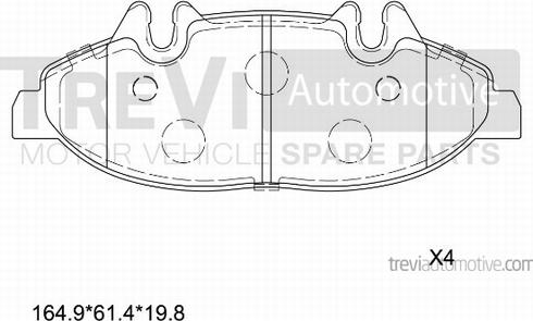 Trevi Automotive PF1631 - Brake Pad Set, disc brake autospares.lv