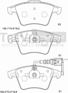 Trevi Automotive PF1637 - Brake Pad Set, disc brake autospares.lv