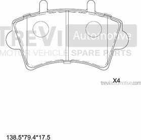 Trevi Automotive PF1625 - Brake Pad Set, disc brake autospares.lv