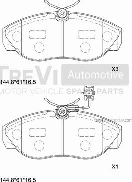 Trevi Automotive PF1679 - Brake Pad Set, disc brake autospares.lv