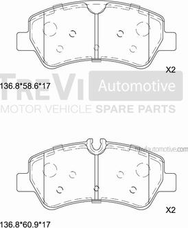 Trevi Automotive PF1670 - Brake Pad Set, disc brake autospares.lv