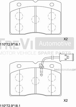 Trevi Automotive PF1678 - Brake Pad Set, disc brake autospares.lv