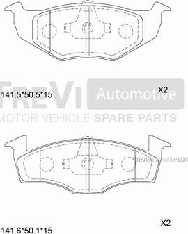 Trevi Automotive PF1049 - Brake Pad Set, disc brake autospares.lv