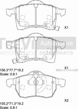 Trevi Automotive PF1053 - Brake Pad Set, disc brake autospares.lv