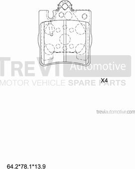 Trevi Automotive PF1064 - Brake Pad Set, disc brake autospares.lv