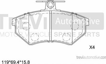 Trevi Automotive PF1060 - Brake Pad Set, disc brake autospares.lv