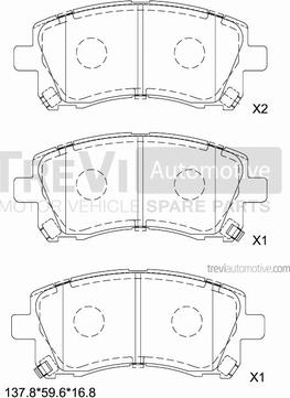 Trevi Automotive PF1068 - Brake Pad Set, disc brake autospares.lv