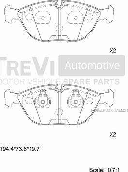 Trevi Automotive PF1000 - Brake Pad Set, disc brake autospares.lv