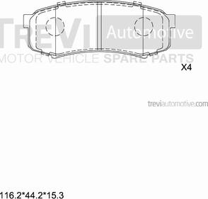 Trevi Automotive PF1007 - Brake Pad Set, disc brake autospares.lv