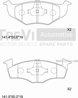 Trevi Automotive PF1013 - Brake Pad Set, disc brake autospares.lv