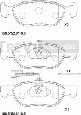 Trevi Automotive PF1012 - Brake Pad Set, disc brake autospares.lv