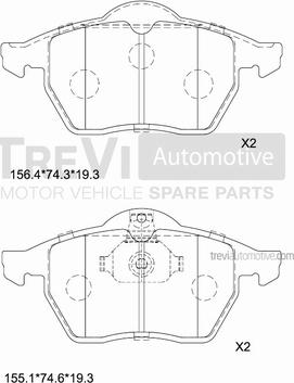 Trevi Automotive PF1017 - Brake Pad Set, disc brake autospares.lv