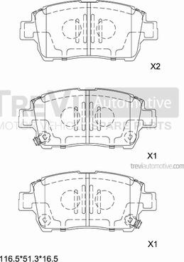 Trevi Automotive PF1081 - Brake Pad Set, disc brake autospares.lv