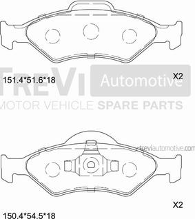 Trevi Automotive PF1082 - Brake Pad Set, disc brake autospares.lv