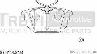 Trevi Automotive PF1034 - Brake Pad Set, disc brake autospares.lv