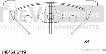 Trevi Automotive PF1026 - Brake Pad Set, disc brake autospares.lv