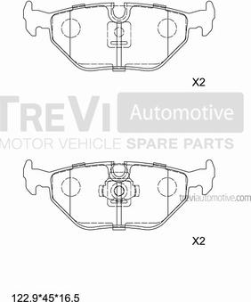 Trevi Automotive PF1020 - Brake Pad Set, disc brake autospares.lv