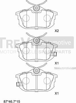 Trevi Automotive PF1027 - Brake Pad Set, disc brake autospares.lv