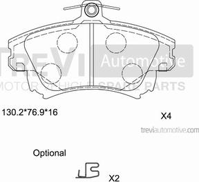 Trevi Automotive PF1079 - Brake Pad Set, disc brake autospares.lv