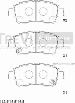 Trevi Automotive PF1074 - Brake Pad Set, disc brake autospares.lv