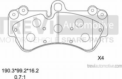 Trevi Automotive PF1195 - Brake Pad Set, disc brake autospares.lv