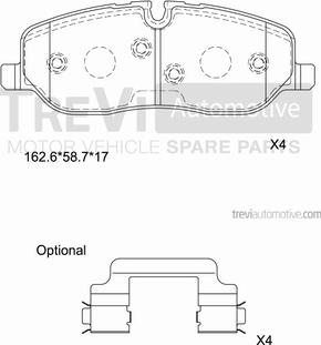 Trevi Automotive PF1191 - Brake Pad Set, disc brake autospares.lv