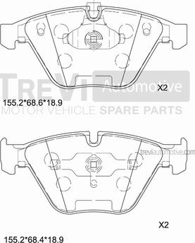 Trevi Automotive PF1198 - Brake Pad Set, disc brake autospares.lv