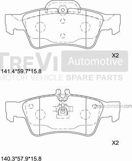 Trevi Automotive PF1148 - Brake Pad Set, disc brake autospares.lv