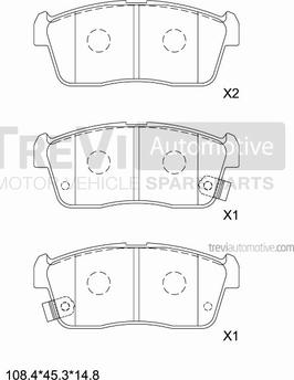 Trevi Automotive PF1154 - Brake Pad Set, disc brake autospares.lv