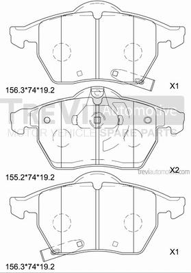 Trevi Automotive PF1156 - Brake Pad Set, disc brake autospares.lv