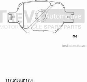 Trevi Automotive PF1150 - Brake Pad Set, disc brake autospares.lv