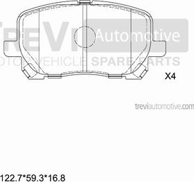 Trevi Automotive PF1151 - Brake Pad Set, disc brake autospares.lv