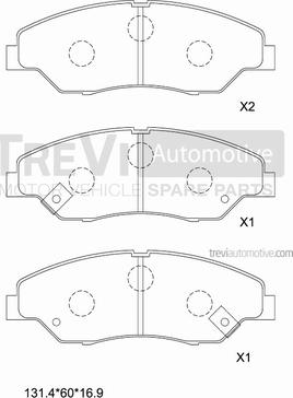 Trevi Automotive PF1157 - Brake Pad Set, disc brake autospares.lv