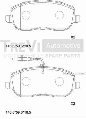 Trevi Automotive PF1164 - Brake Pad Set, disc brake autospares.lv