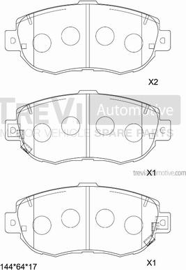 Trevi Automotive PF1167 - Brake Pad Set, disc brake autospares.lv