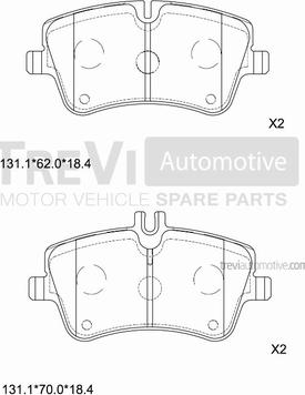 Trevi Automotive PF1104 - Brake Pad Set, disc brake autospares.lv