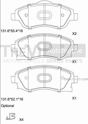 Trevi Automotive PF1100 - Brake Pad Set, disc brake autospares.lv