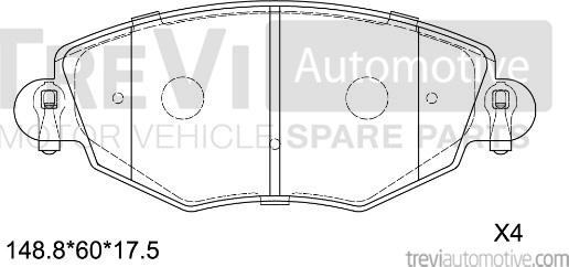 Trevi Automotive PF1101 - Brake Pad Set, disc brake autospares.lv