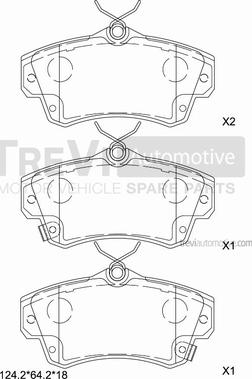 Trevi Automotive PF1108 - Brake Pad Set, disc brake autospares.lv