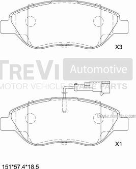 Trevi Automotive PF1118 - Brake Pad Set, disc brake autospares.lv