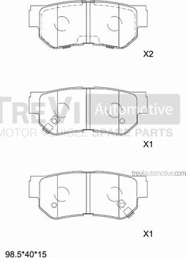 Trevi Automotive PF1189 - Brake Pad Set, disc brake autospares.lv